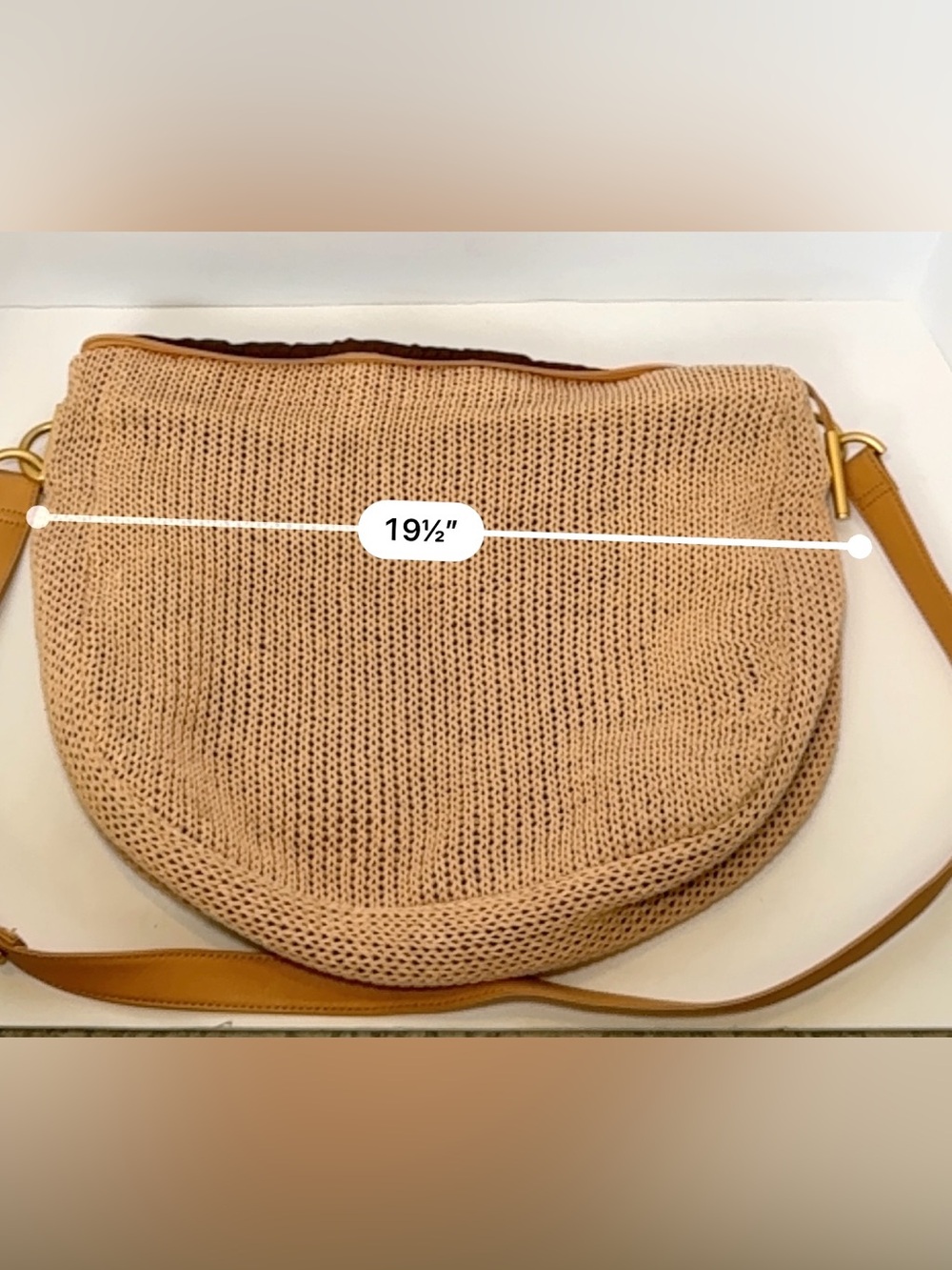 Americana by Sharif Boho Tan Woven Crochet Knit Slouchy Hobo Shoulder Bag - Picture 9 of 14